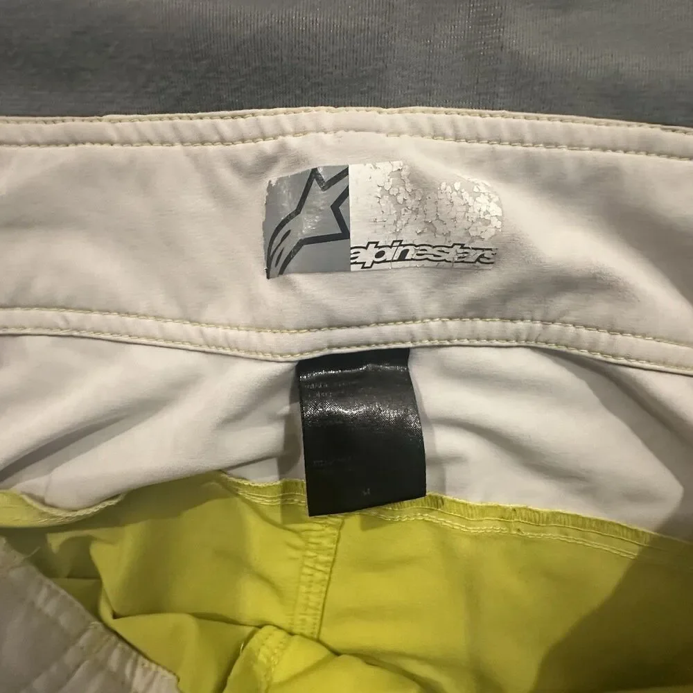 Y2K Alpinestars Board Shorts Mens 34 Colorblock Yellow Swim Trunks Striped